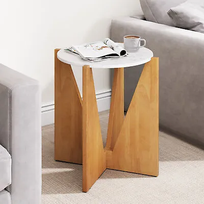 TAUS Modern 20 Marble End Side Table Entryway Narrow Sofa Coffee Table Round • $94.49