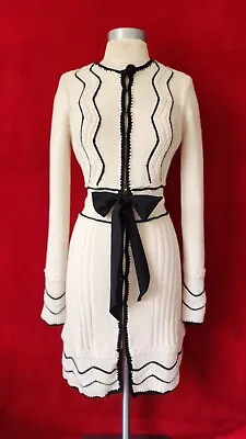 Vintage Red Valentino White Wool Knitted Cardigan Dress Size S • $375