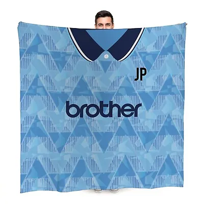 Manchester Blue Retro 1989 Home Football Shirt Personalised Fleece Blanket • $45.70