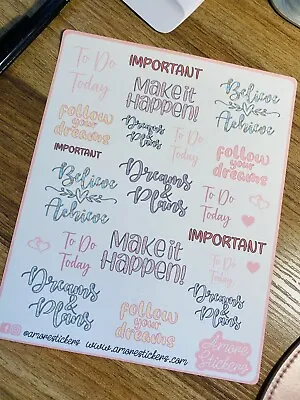 Diary Planner Stickers Motivational Dreams And Plans Calendar Scrapbook *102 • £2