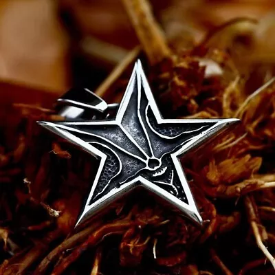 Men's Baphomet Satanic Inverted Pentagram Pendant Necklace Stainless Steel 24  • $10.99