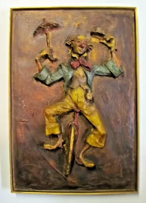 J SEGURA CIRCUS CARNIVAL CLOWN ON A UNICYCLE Fiberglass High Relief Artwork • $595