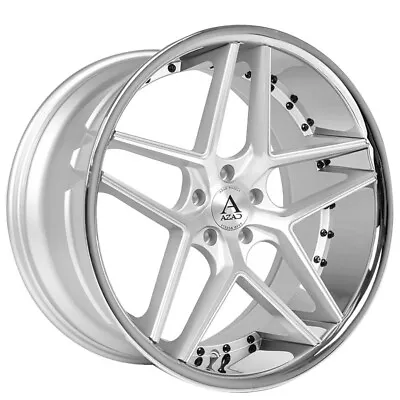 22  Staggered Azad Wheels AZ1029 Brushed Silver With Chrome Lip Rims • $2020
