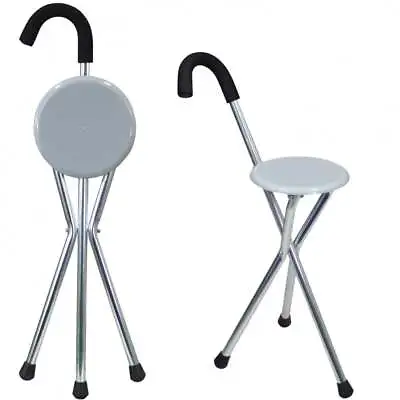 Aidapt Disability Medical Aid Folding Seat Cane Walking Stick Stool Chair 100Kg • £22.95