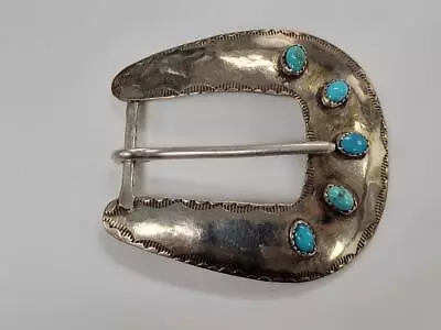 Sterling Silver Zuni Petit Point Turquoise Belt Buckle ~ 10.7g ~ 2-E252 • $99.99