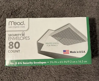 Mead #8 6 3/4 Security Envelopes-80 Ct • $2.29