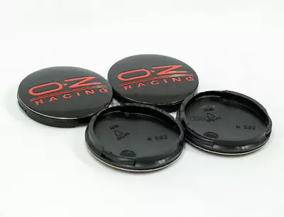 4x55mm Oz Racing Black Red Decals Badges Wheel Center Hub Caps Rim Caps M582 • $43.55