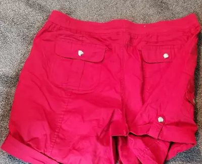 Women's Style & Co. Red Comfort Waist Button Cuffed Shorts Plus Size 16 • $15.23