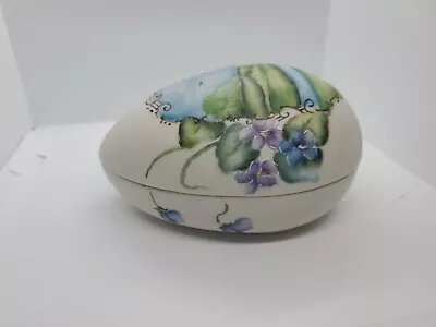 Vintage Ceramic Easter Spring Egg Candy Dish Trinket Box Hand Painted • $2.95