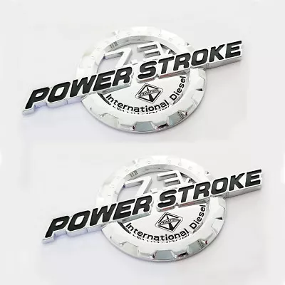 2x OEM 7.3L Powerstroke Emblem POWER STROKE International Badge Fits F250 Chrome • $25.06