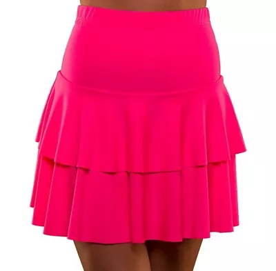 Ladies 1980s Fancy Dress Neon Pink Ra Ra Skirt 80s Stretch Skirt By Wicked • $13.68