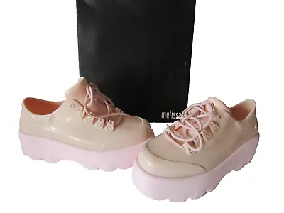Melissa Pink Jelly Kick Off Lace-up Padded Platform Fashion Sneaker Size 9 • $71.09