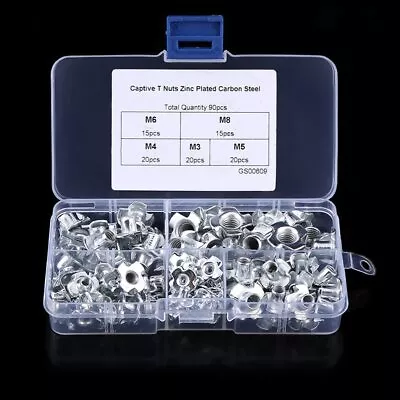 90pcs Carbon Steel T Nut M3/M4/M5/M6/M8 Four Pronged T Nuts Blind Inserts Nut... • $15.48