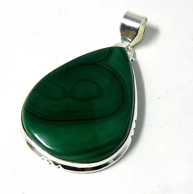 Genuine Malachite 925 Sterling Silver Plated Jewelry Pendent 18 Gm-A13 • $20.99