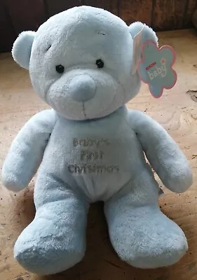 Aurora Blue Baby S First Christmas Teddy Bear • £11.99