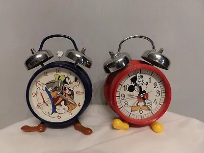 Disney Mickey Mouse & Goofy Retro Wind-Up Alarm Clocks With 2 Bells • $2.99