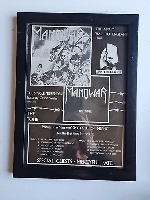 Manowar Hail To England  1980s FRAMED Album ADVERT MUSIC POSTER A4 8X12  • $18.27
