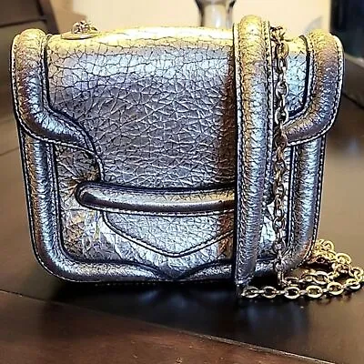 Alexander McQueen Metallic Gold Leather Mini Heroine Chain Crossbody Bag • $310