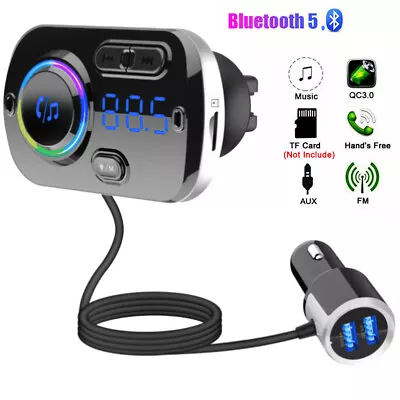 Handsfree Bluetooth FM Transmitter Wireless Radio Adapter Car Kit Mp3 Player USB • $18.90