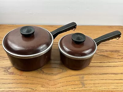 Club Pots Brown 4 Pc Set Kitchen Vintage Sauce Pan • $50