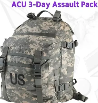 Us Army Military Camouflage Acu Assault Pack 3 Day Molle Ii Backpack • $14.95