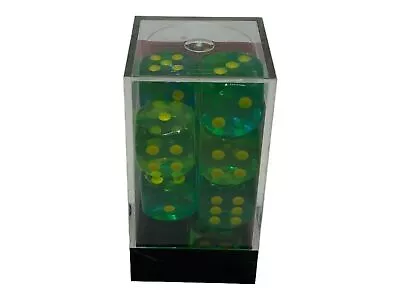 Gemini  16mm D6 Translucent Green-teal/yellow Dice Block™ (12 Dice) Chessex • $8.99