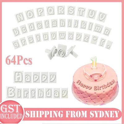 64X Fondant Cake Alphabet Letter Cookies Biscuit Stamp Embosser Mold Cutter AUS  • $7.99