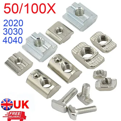 Drop In Tee T-nuts 2020 3030 4040 T-slot Nuts For Aluminium Profile Extrusion 3D • £8.59