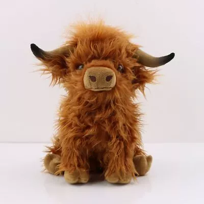 Fluffy Brown Highland Cow Coo Cuddly Toy Plush Stuffed Scottish Scotland Gift • £7.73
