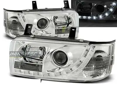 Pair Of Headlights LED DRL Look For VW T4 90-03 TRANSPORTER Daylight Chrome CA L • $398.68