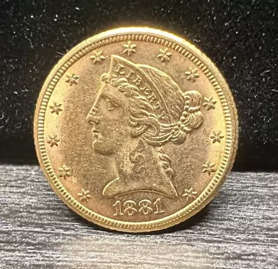 1881 US $5 Liberty Head Half Eagle Gold Coin • $178.50