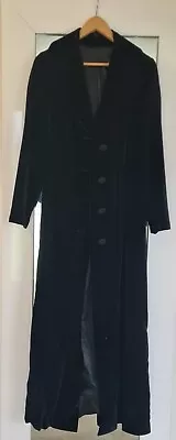 Classic - Vintage Long Black Velvet Coat Jacket - 147cm Long. Raymond Of London. • £75