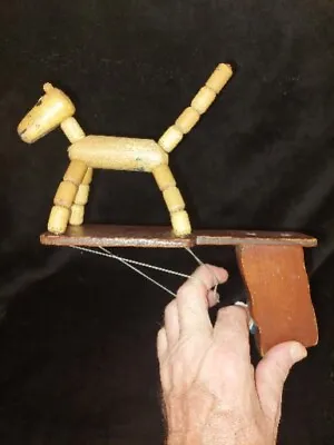 Rare Wood String Puppet Animal Horse Collapsible Toy Vintage Antique  • $9.99