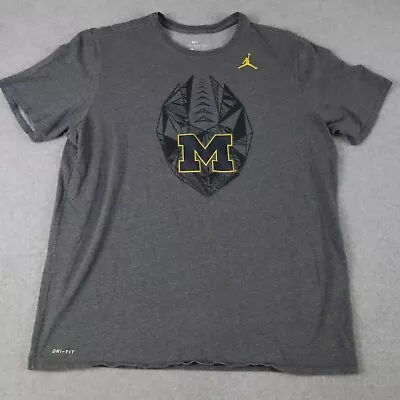 Michigan Wolverines T-Shirt Mens XL Nike Dri-Fit Athletic Cut Tee Football Gray • $12.99