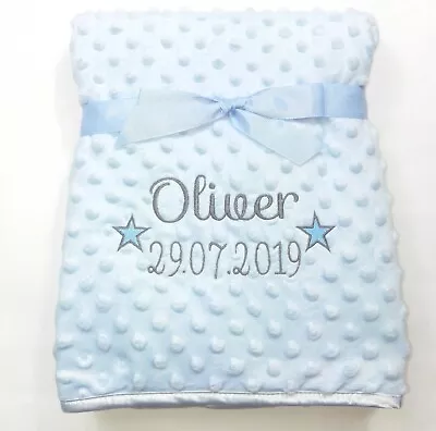 £15.99 • Buy Personalised Baby Boy Girl Gender Neutral Blanket, Custom Embroidered Gift,Stars