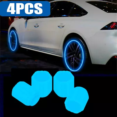 4x Luminous Blue Car Wheel Tire Tyre Air Valve Stem Caps Screw Cover Accessories • $3.41