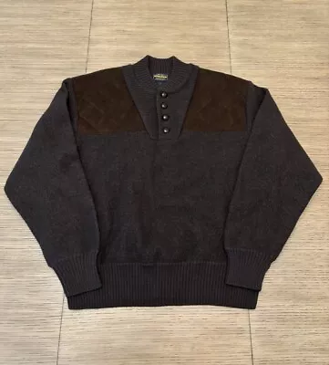 Woolrich Loden Pullover 1/4 Button Wool Shooting Sweater Brown XL • $24.99