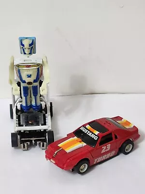 Vtg Tyco HO Slot Car Set 1985 Transformers Robots Ford Mustang • $58.87