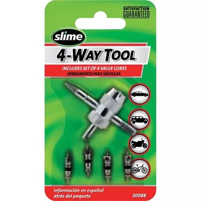 $9.90 • Buy Slime 4-way Valve Core Tool Includes 4 Valve Cores Tire Valve Kit Bike Schrader