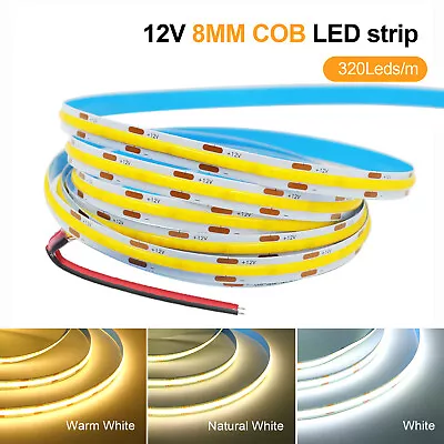 COB LED Strip Light Flexible Tape Lights Home DIY Lighting Cold White 5m 12V 24V • $9.80