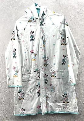 Vintage Disney Parks Girls Mickey Minnie Mouse Rain Coat Button Up Long Slv Sz L • $29.21