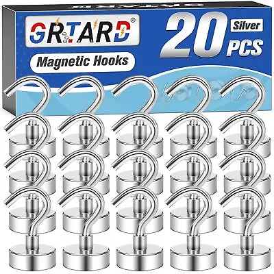 NEW 20 Pack Magnetic Hooks Heavy Duty 25Lbs Strong Magnet Hooks For Kitchen Home • $10.34