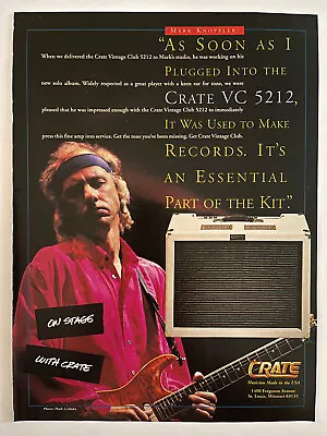 Mark Knopfler On Stage Crate Vintage Club 5212 Amp ~ Vintage 1996 PRINT AD 90s • $9.95