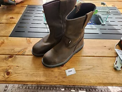 NEW Mens Wolverine FLOORHAND WELLY Brown Leather St Waterproof Boot W10680 SZ 12 • $80