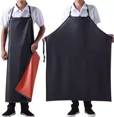 Waterproof Rubber Vinyl Apron 43 X29  For Dishwashing Lab Work Heavy Duty Black • $13.99