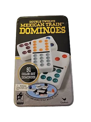 CARDINAL Double Twelve Mexican Train Dominoes (91 COLOR DOT DOMINOES) • $14.99