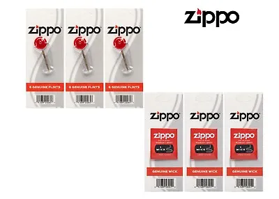 Genuine Zippo Replacement Flint & Wick Of 6 Value Packs (18flint+3wick) • $9.95