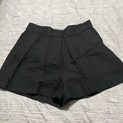 H&M Black High Waist Linen Shorts NWOT • $12
