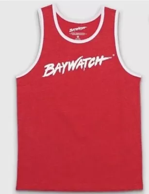 Mens Large Baywatch Malibu Beach Patrol Red Tank Top T-Shirt Sleeveless L • $10