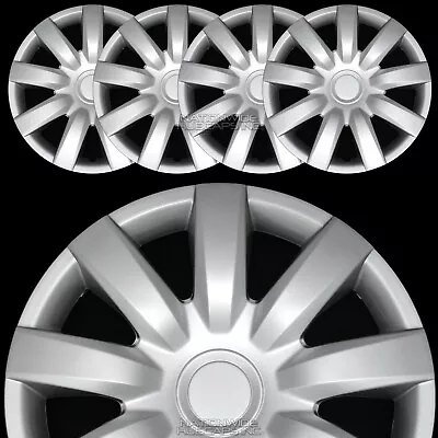 15  Set Of 4 Silver Wheel Covers Snap On Full Hub Caps Fit R15 Tire & Steel Rim • $54.99